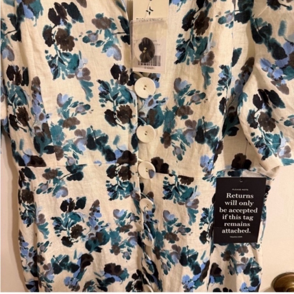 Tuckernuck White Maxi Dress with Teal & Black Floral Print - Picture 7 of 14